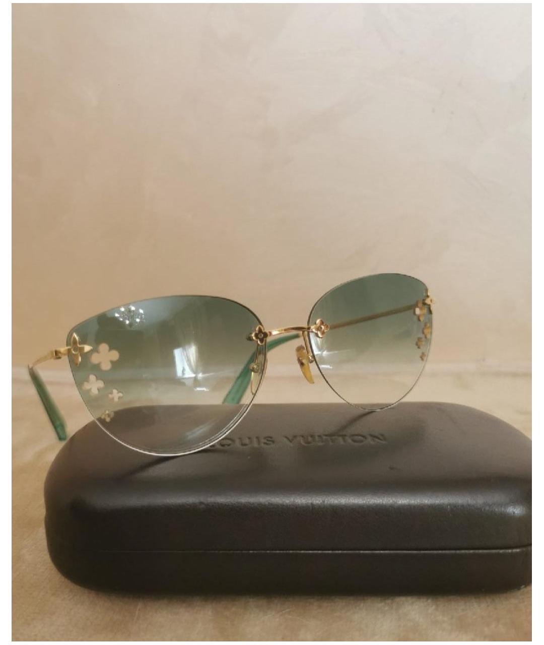 LOUIS VUITTON PRE-OWNED Зеленые металлические солнцезащитные очки, фото 2