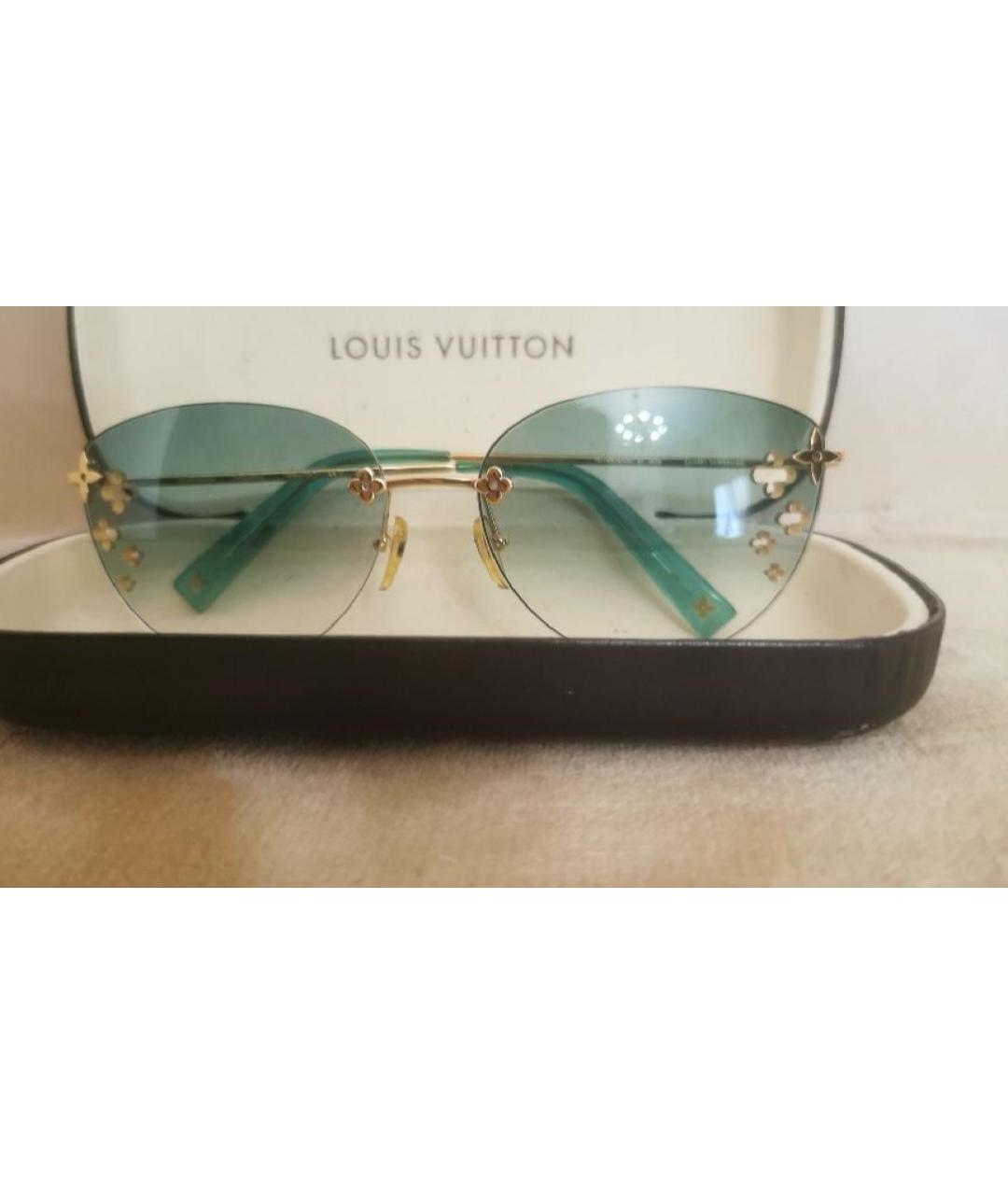LOUIS VUITTON Зеленые металлические солнцезащитные очки, фото 5
