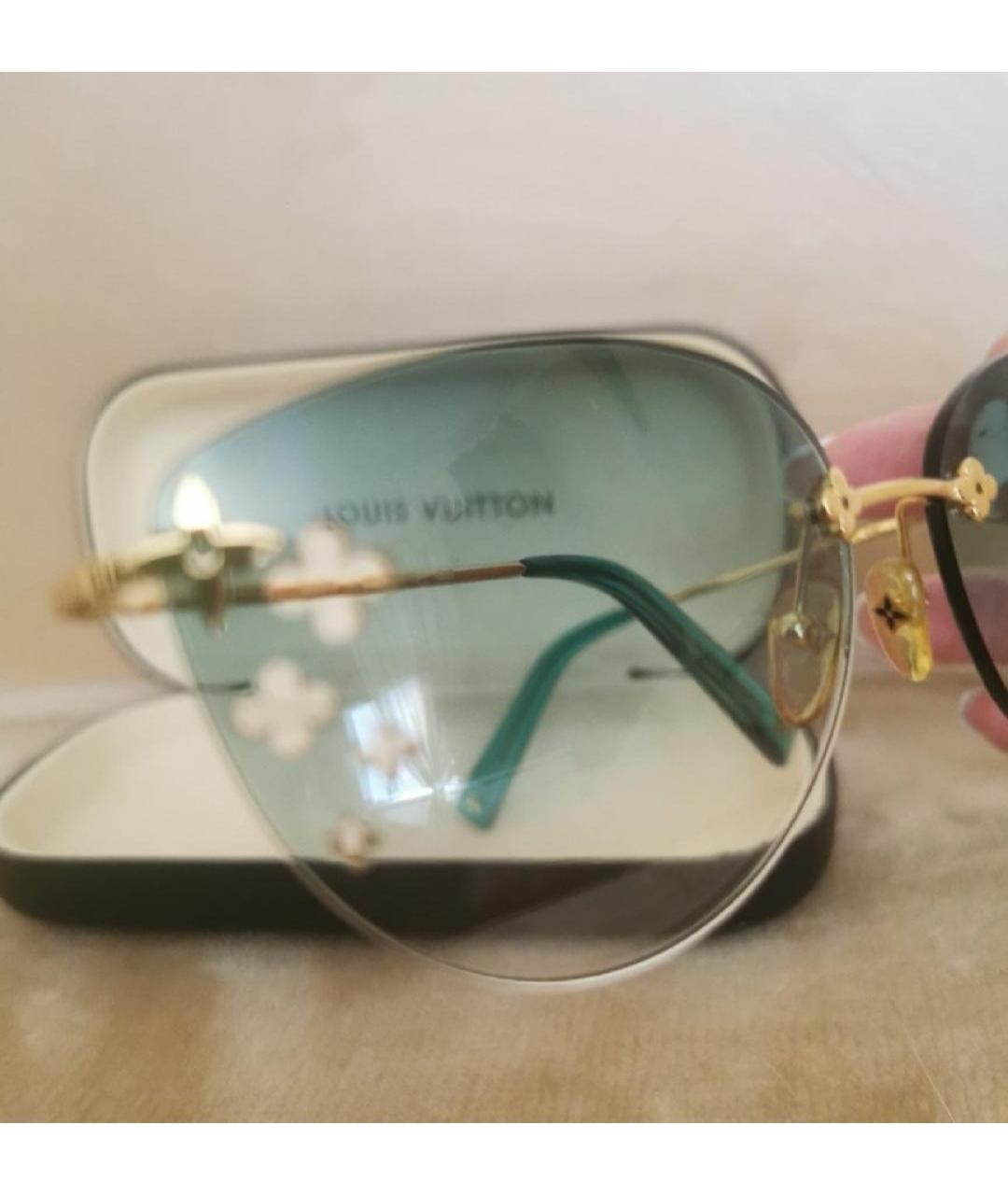 LOUIS VUITTON PRE-OWNED Зеленые металлические солнцезащитные очки, фото 3