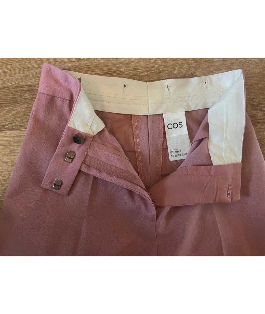 COS Розовые шерстяные прямые брюки, фото 3