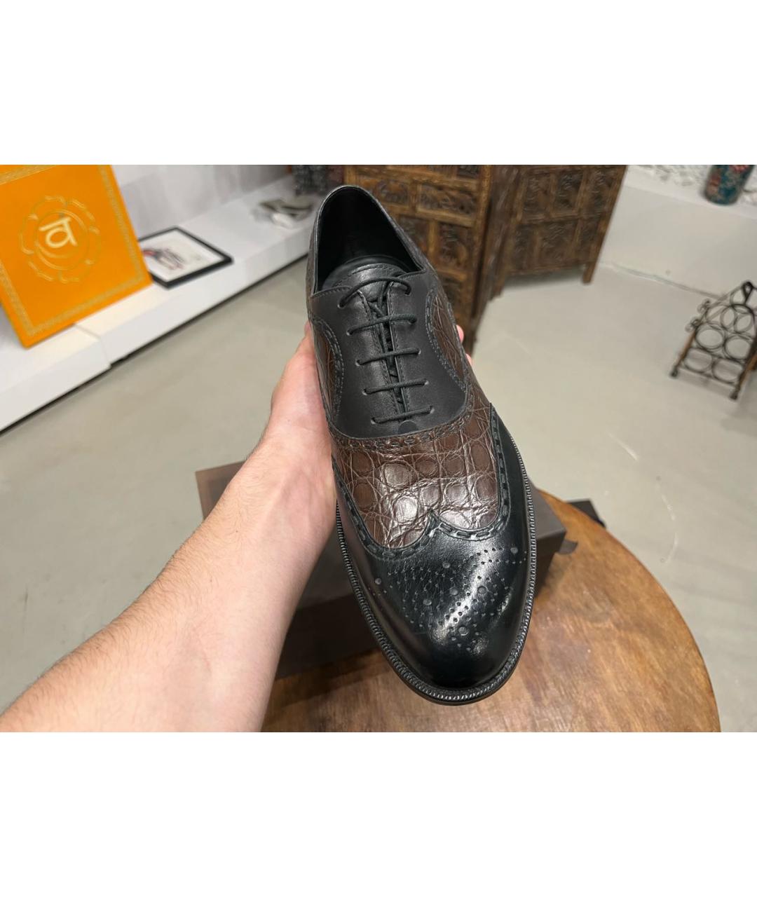 BOTTEGA VENETA Черные туфли из экзотической кожи, фото 2