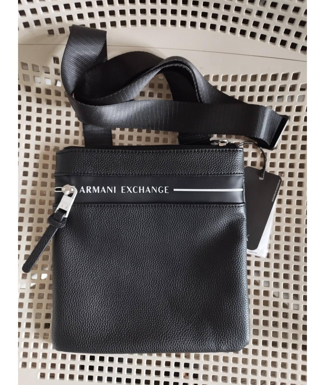 ARMANI EXCHANGE Черная сумка на плечо из искусственной кожи, фото 3
