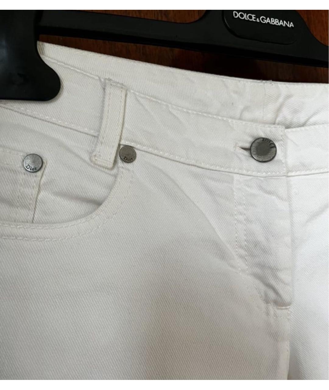 CHRISTIAN DIOR PRE-OWNED Белые хлопковые джинсы слим, фото 4