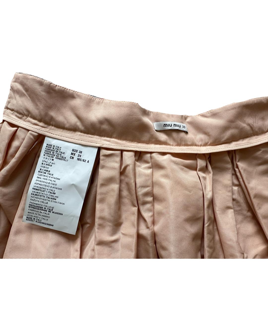 MIU MIU Бежевая ацетатная юбка мини, фото 3