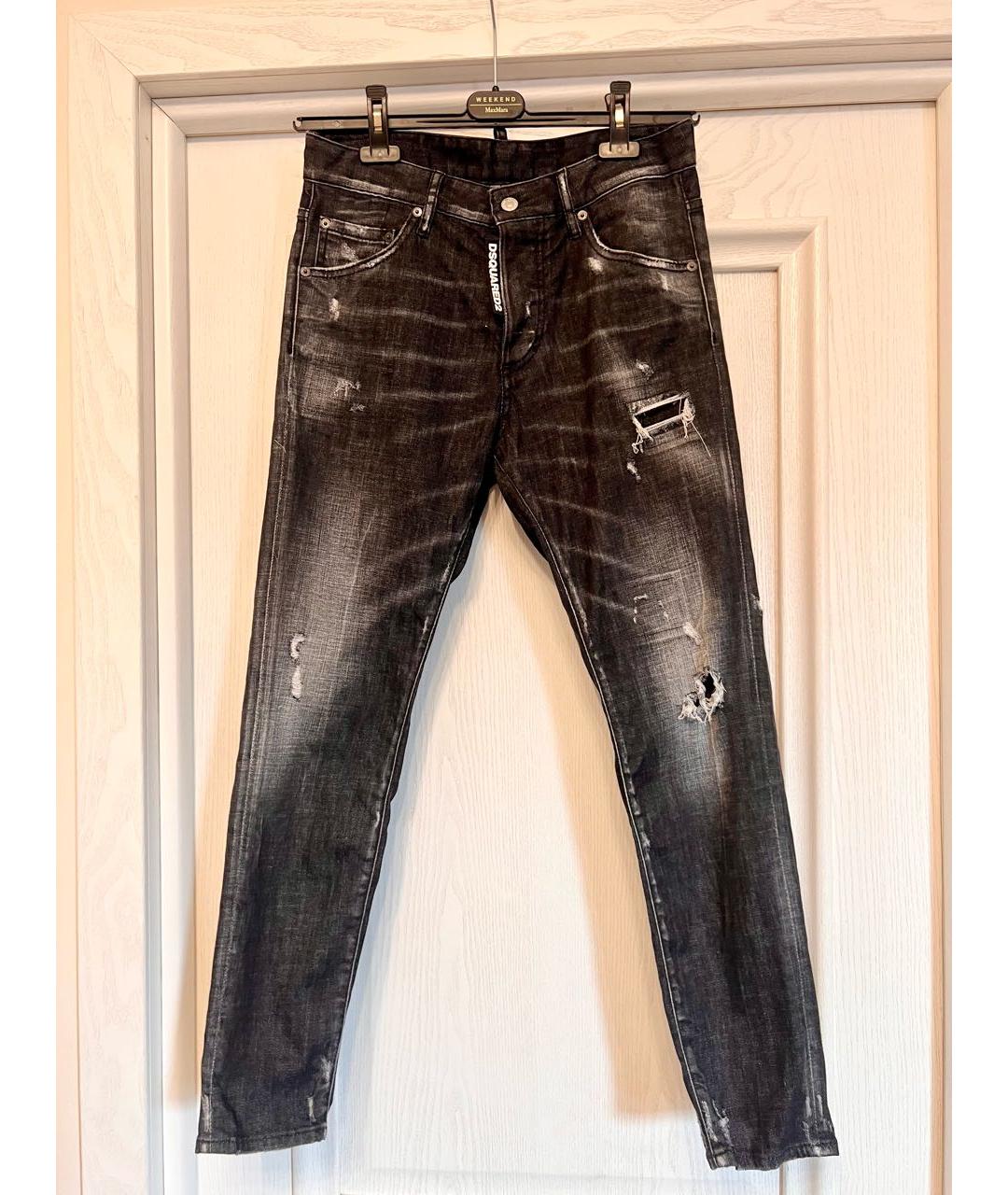DSQUARED2 Антрацитовые хлопко-эластановые прямые джинсы, фото 7