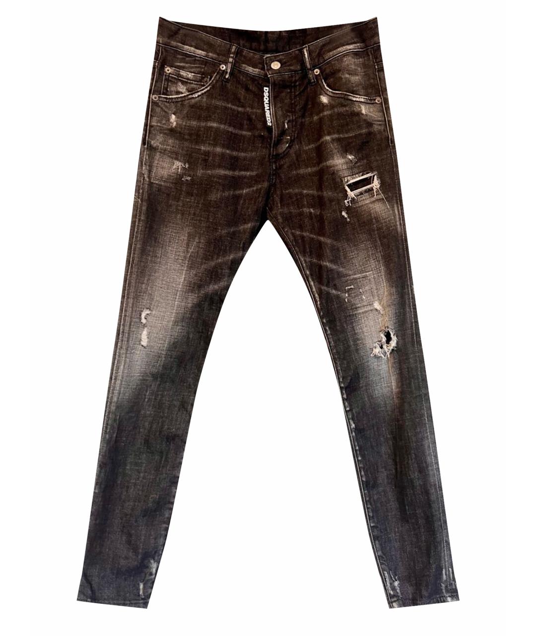 DSQUARED2 Антрацитовые хлопко-эластановые прямые джинсы, фото 1