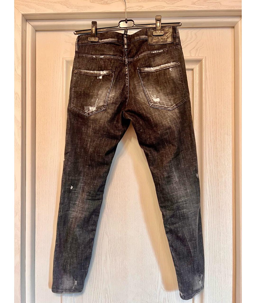 DSQUARED2 Антрацитовые хлопко-эластановые прямые джинсы, фото 2