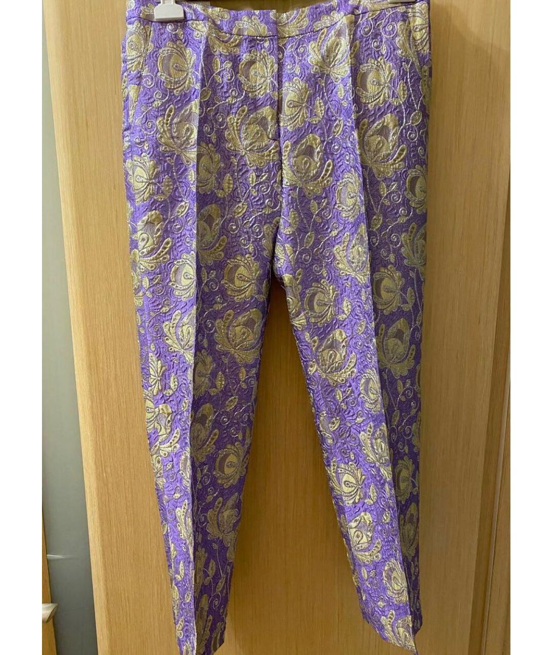 DRIES VAN NOTEN Фиолетовые ацетатные прямые брюки, фото 2