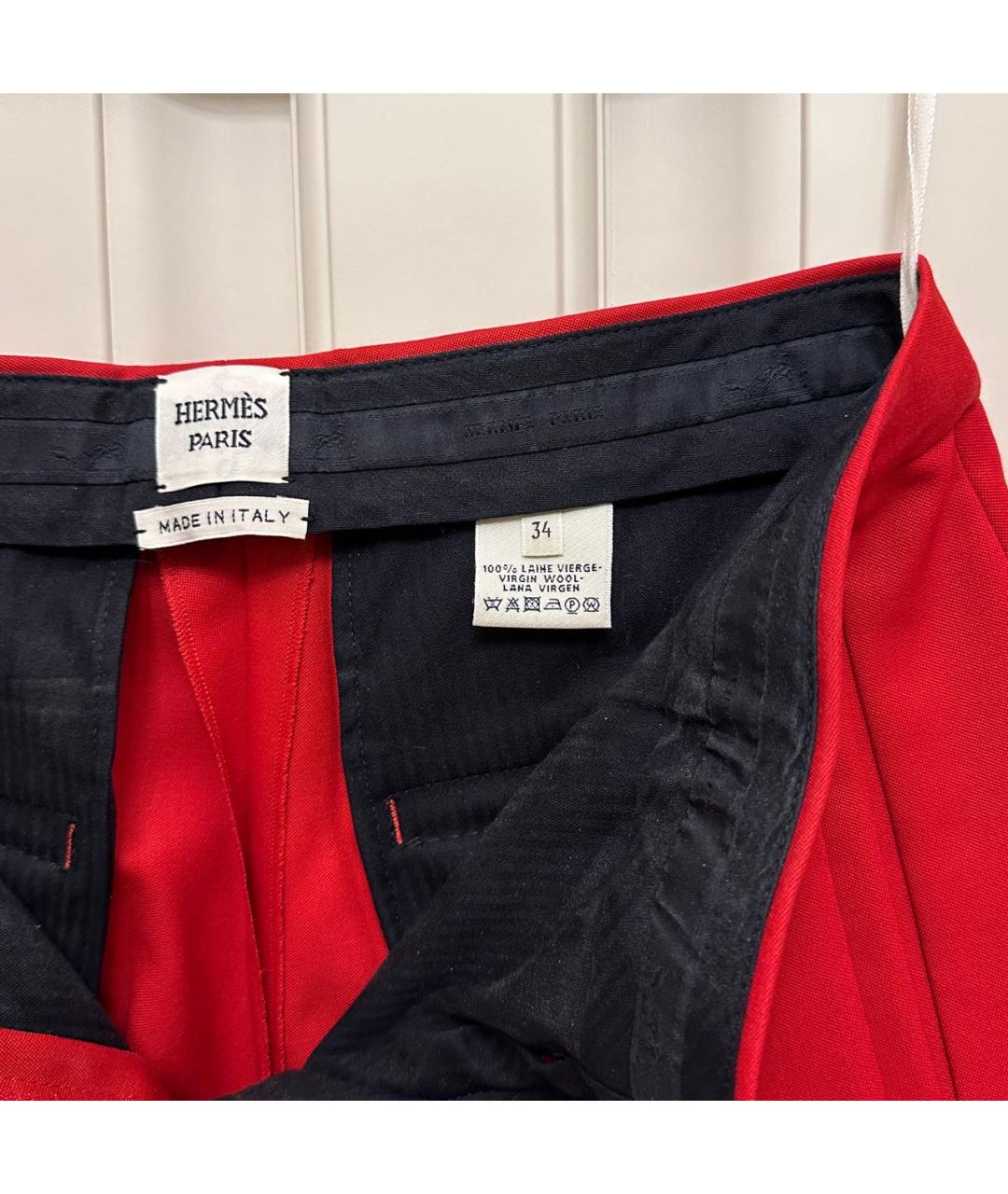 HERMES PRE-OWNED Красные шерстяные брюки узкие, фото 3
