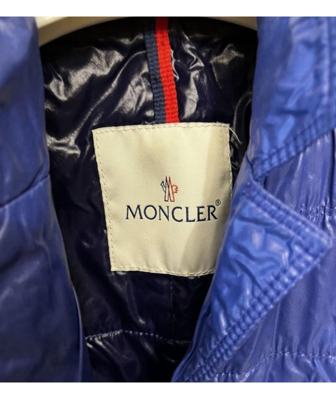 MONCLER Синяя полиэстеровая куртка, фото 3