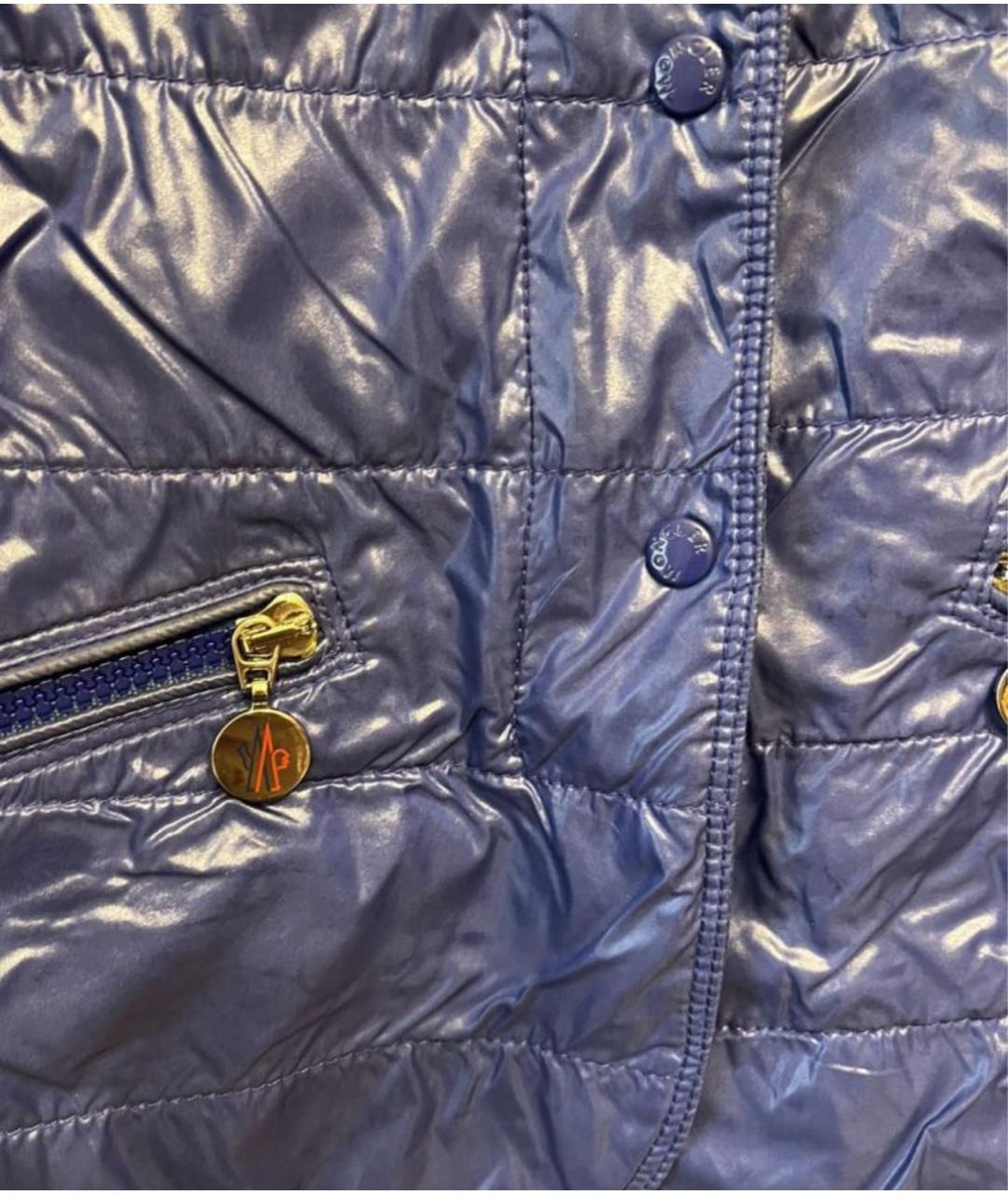 MONCLER Синяя полиэстеровая куртка, фото 5