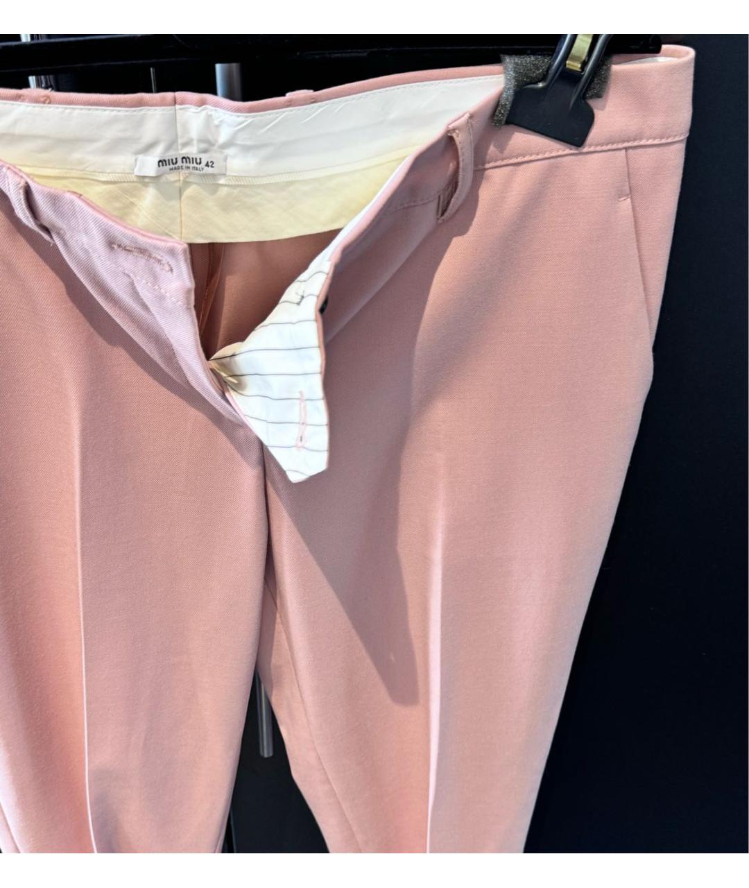MIU MIU Розовые прямые брюки, фото 3