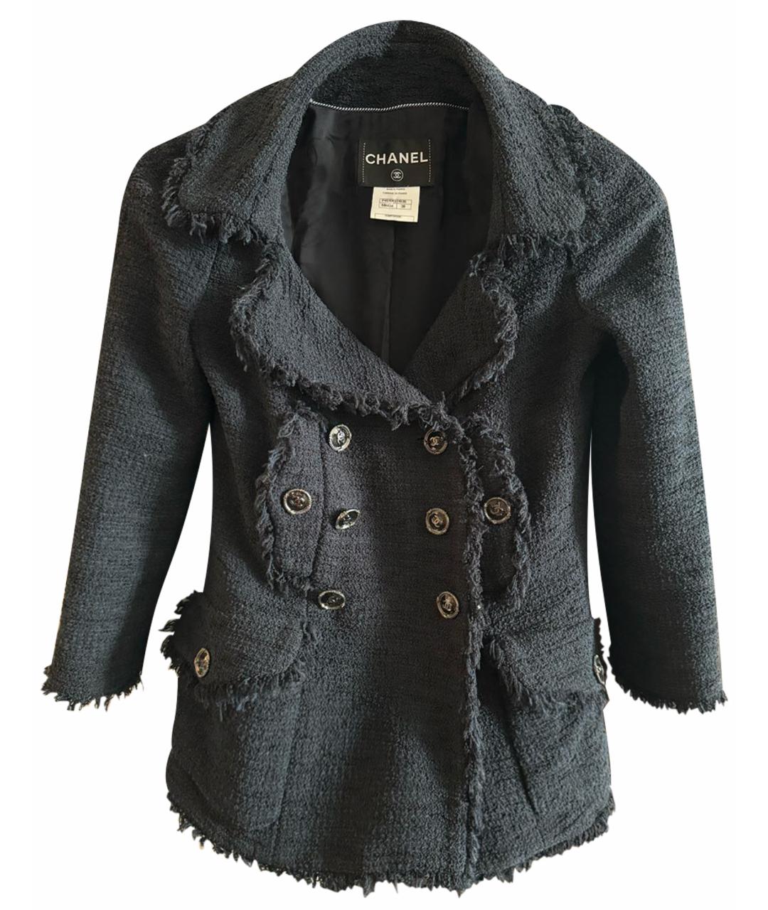 CHANEL PRE-OWNED Черный хлопковый жакет/пиджак, фото 1