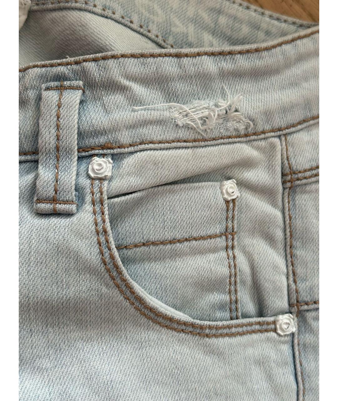 PINKO Голубые хлопковые прямые джинсы, фото 4