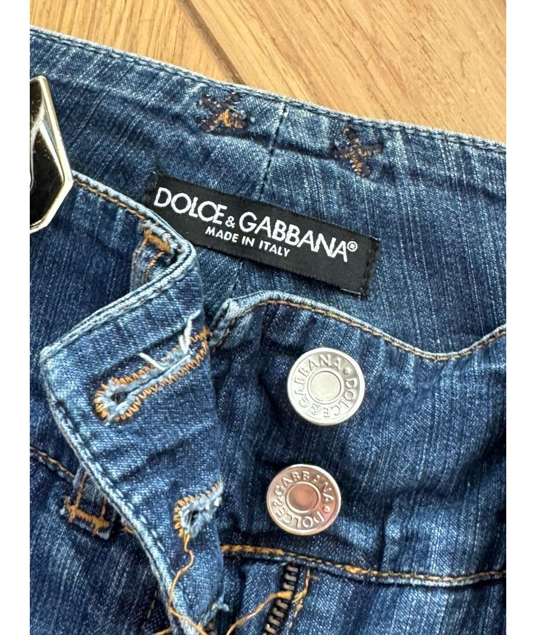 DOLCE&GABBANA Синие хлопко-эластановые джинсы клеш, фото 4
