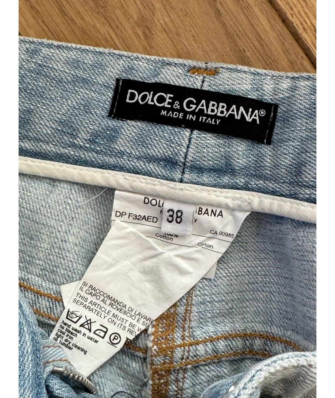 DOLCE&GABBANA Голубые хлопковые джинсы клеш, фото 3