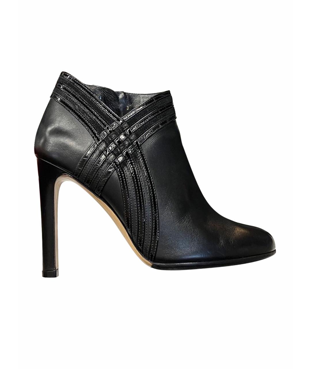 FERRAGAMO Черные кожаные ботильоны, фото 1