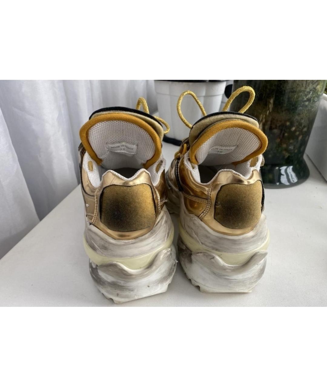 MAISON MARGIELA Золотые кожаные кроссовки, фото 6