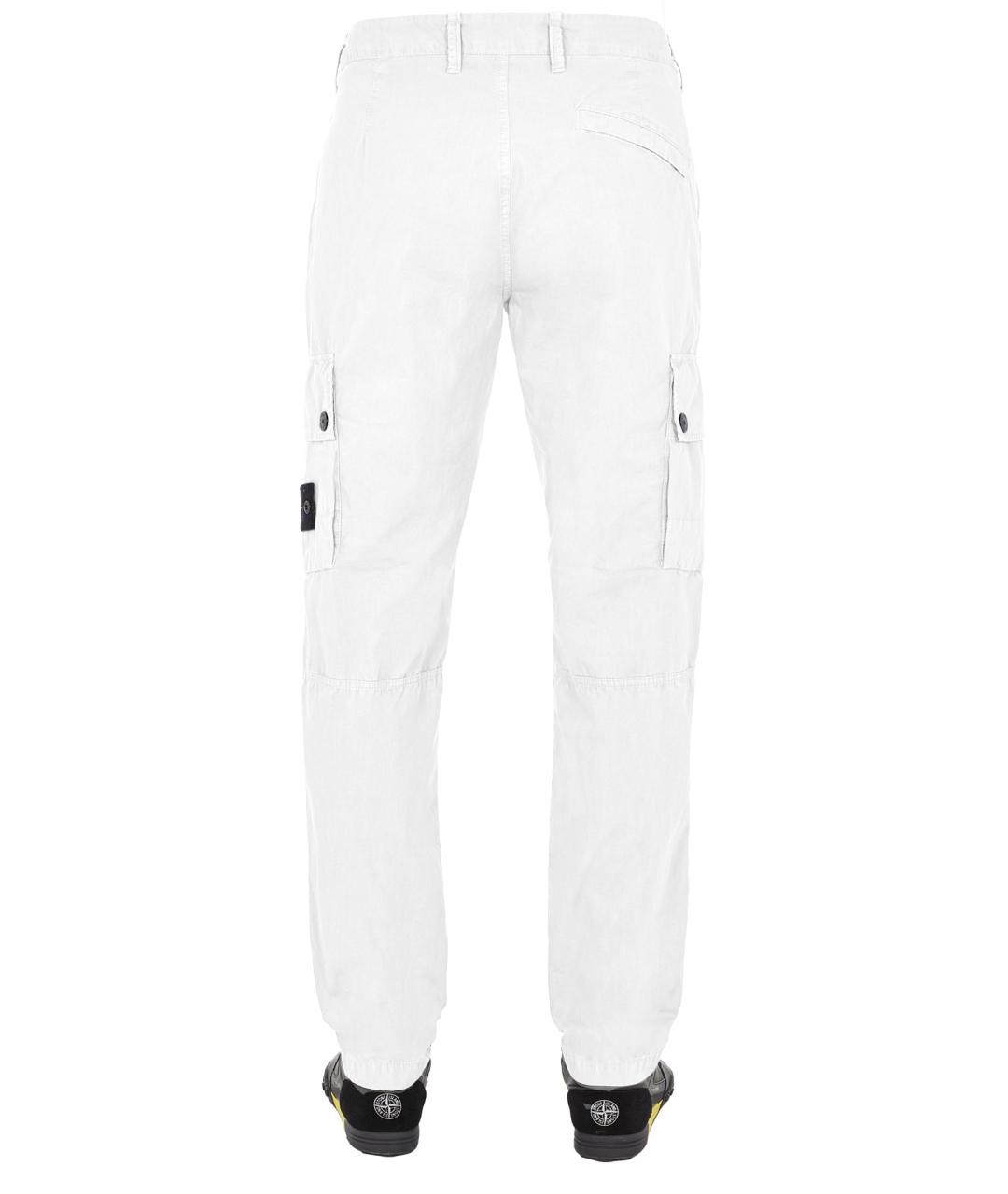 STONE ISLAND Белые хлопковые повседневные брюки, фото 2