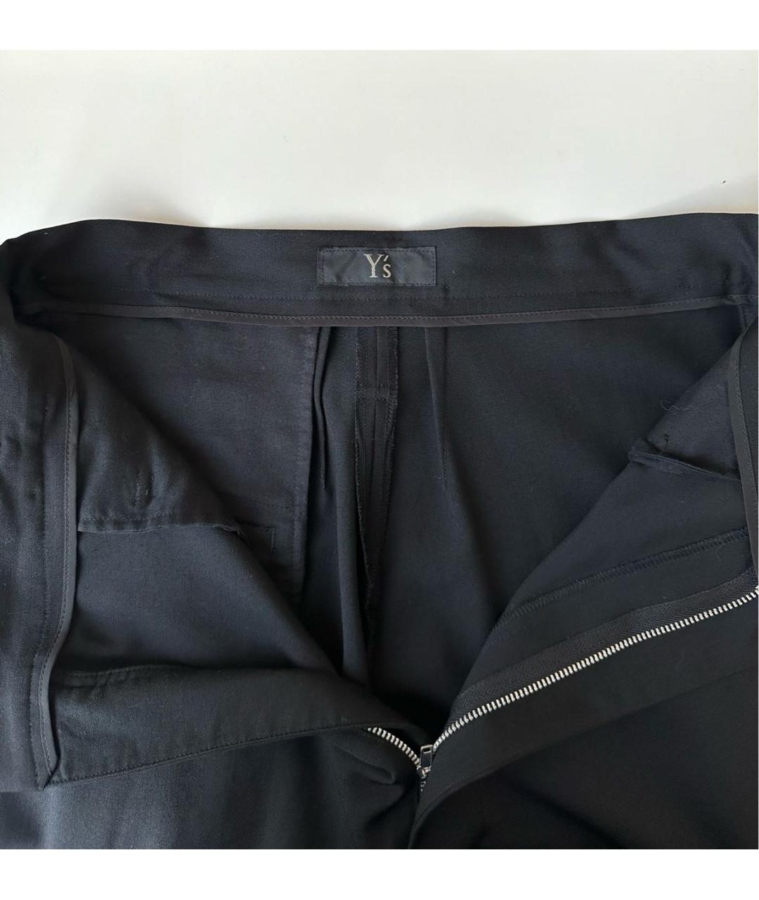 Y'S Черные шерстяные брюки широкие, фото 4