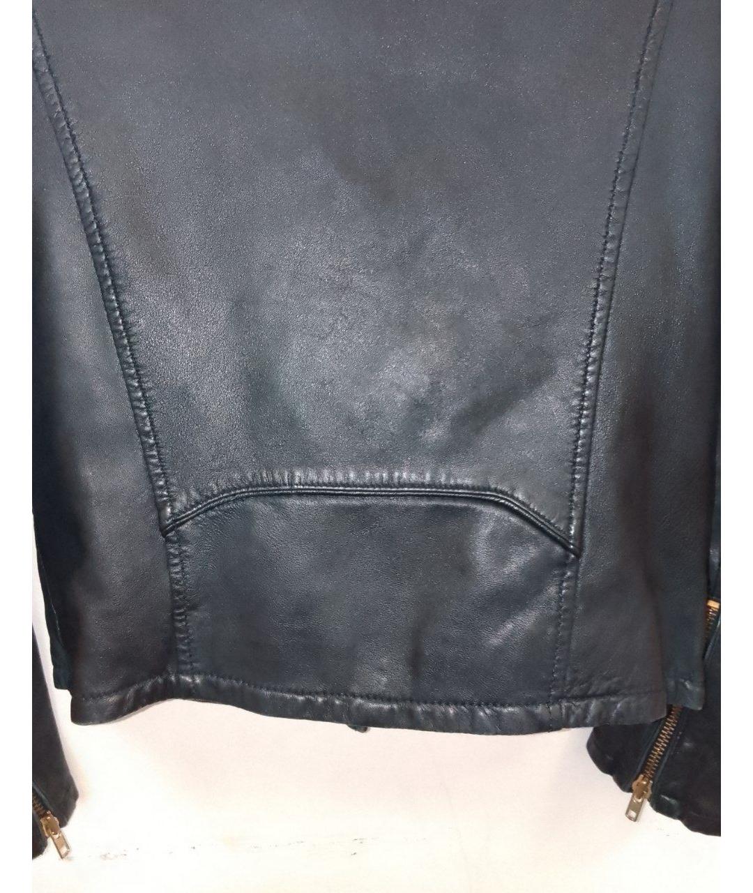 MAJE Темно-синий кожаный жакет/пиджак, фото 3