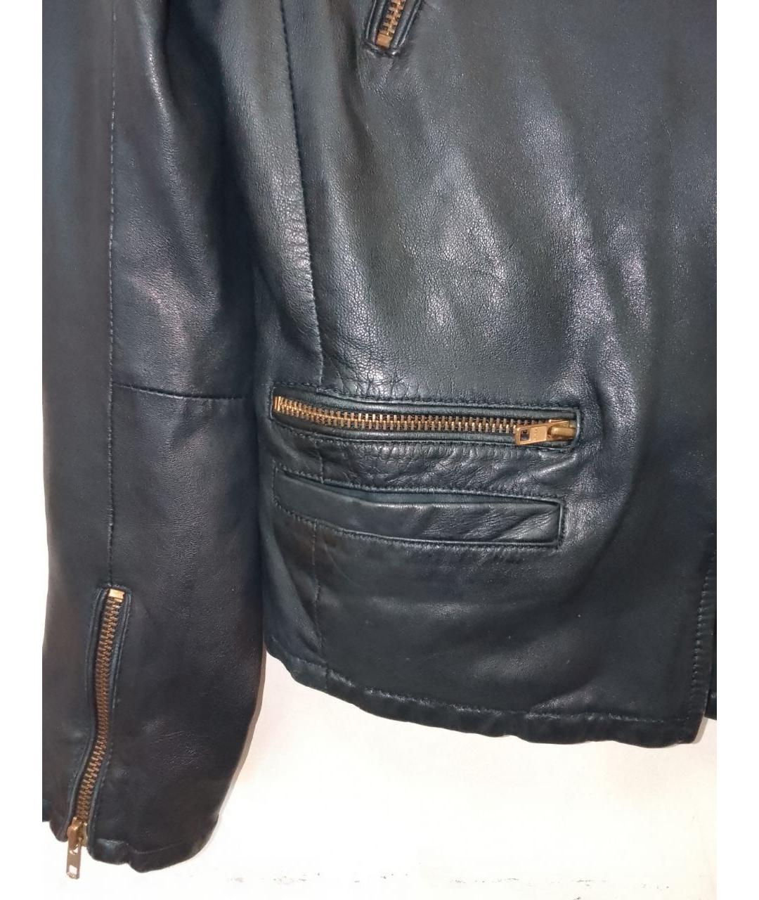 MAJE Темно-синий кожаный жакет/пиджак, фото 7