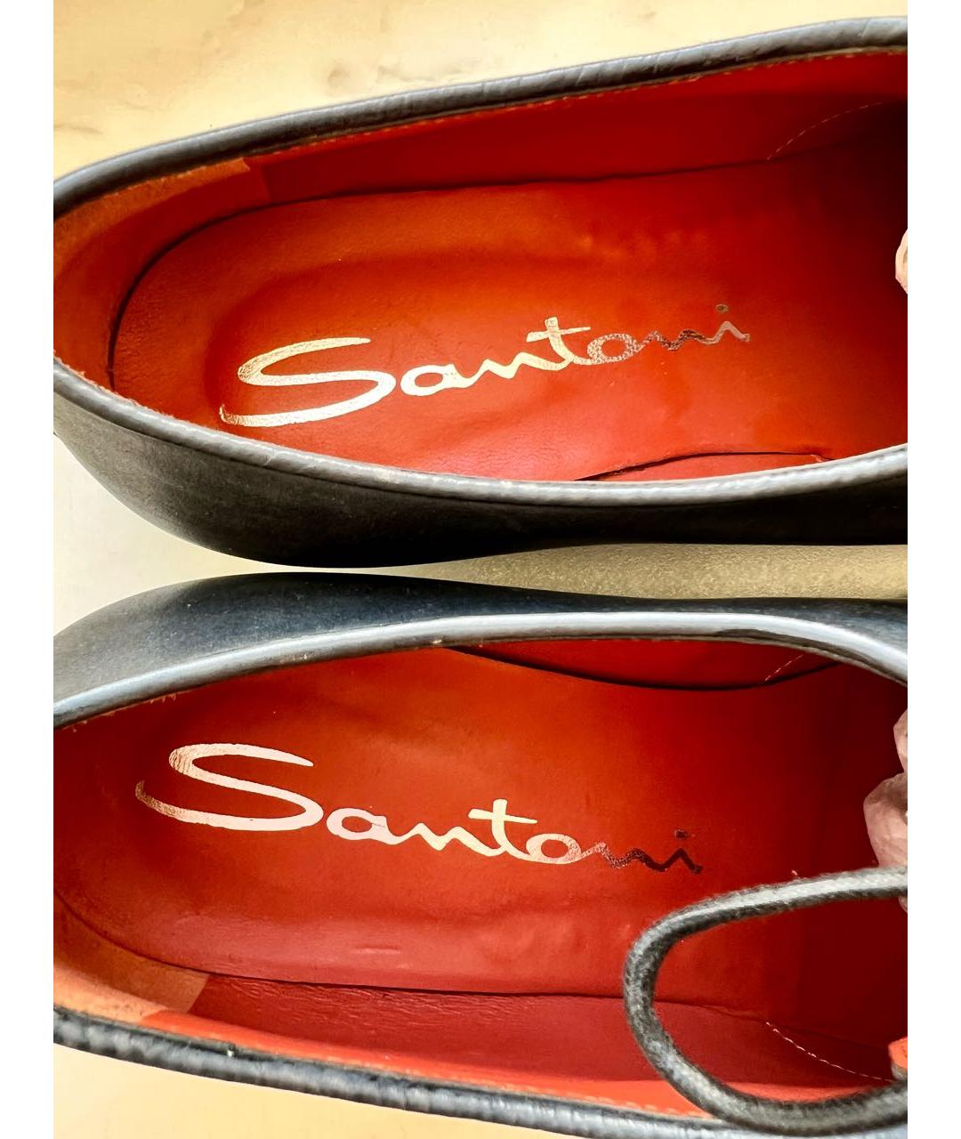 SANTONI Серые кожаные ботинки, фото 3