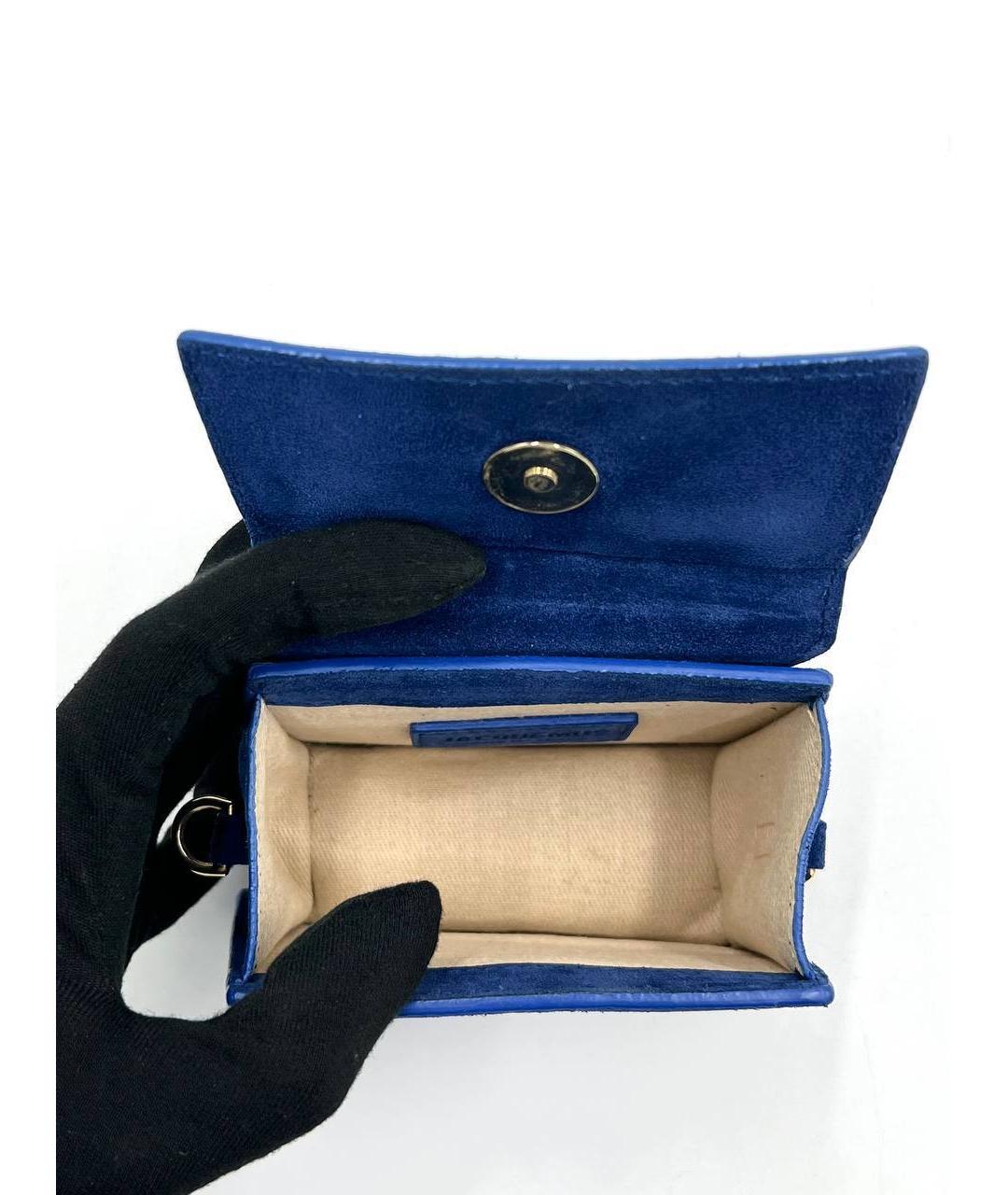 JACQUEMUS Синяя замшевая сумка с короткими ручками, фото 5