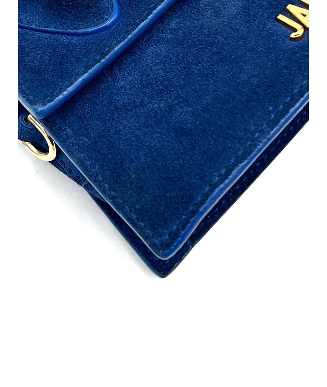 JACQUEMUS Синяя замшевая сумка с короткими ручками, фото 8