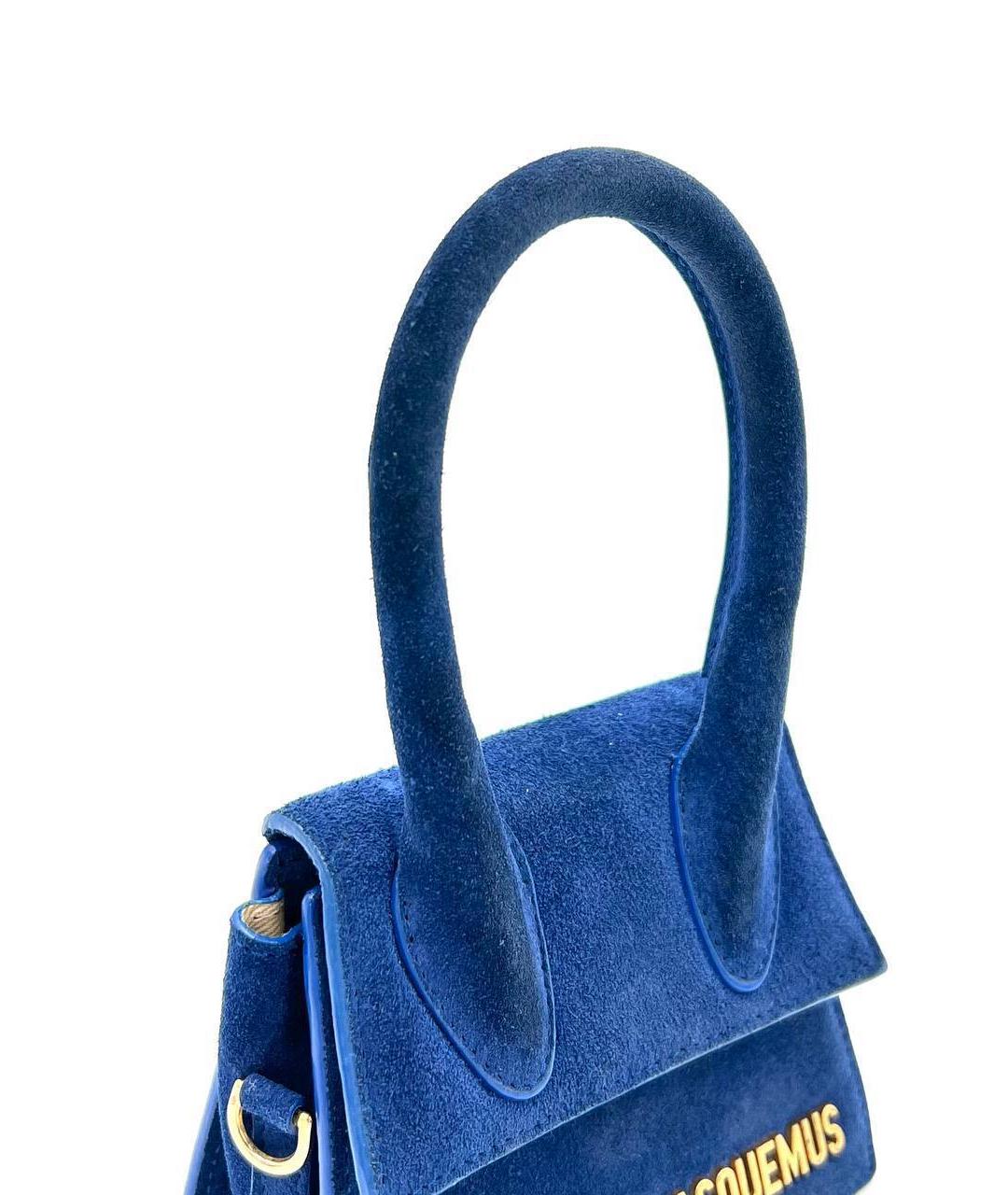 JACQUEMUS Синяя замшевая сумка с короткими ручками, фото 3