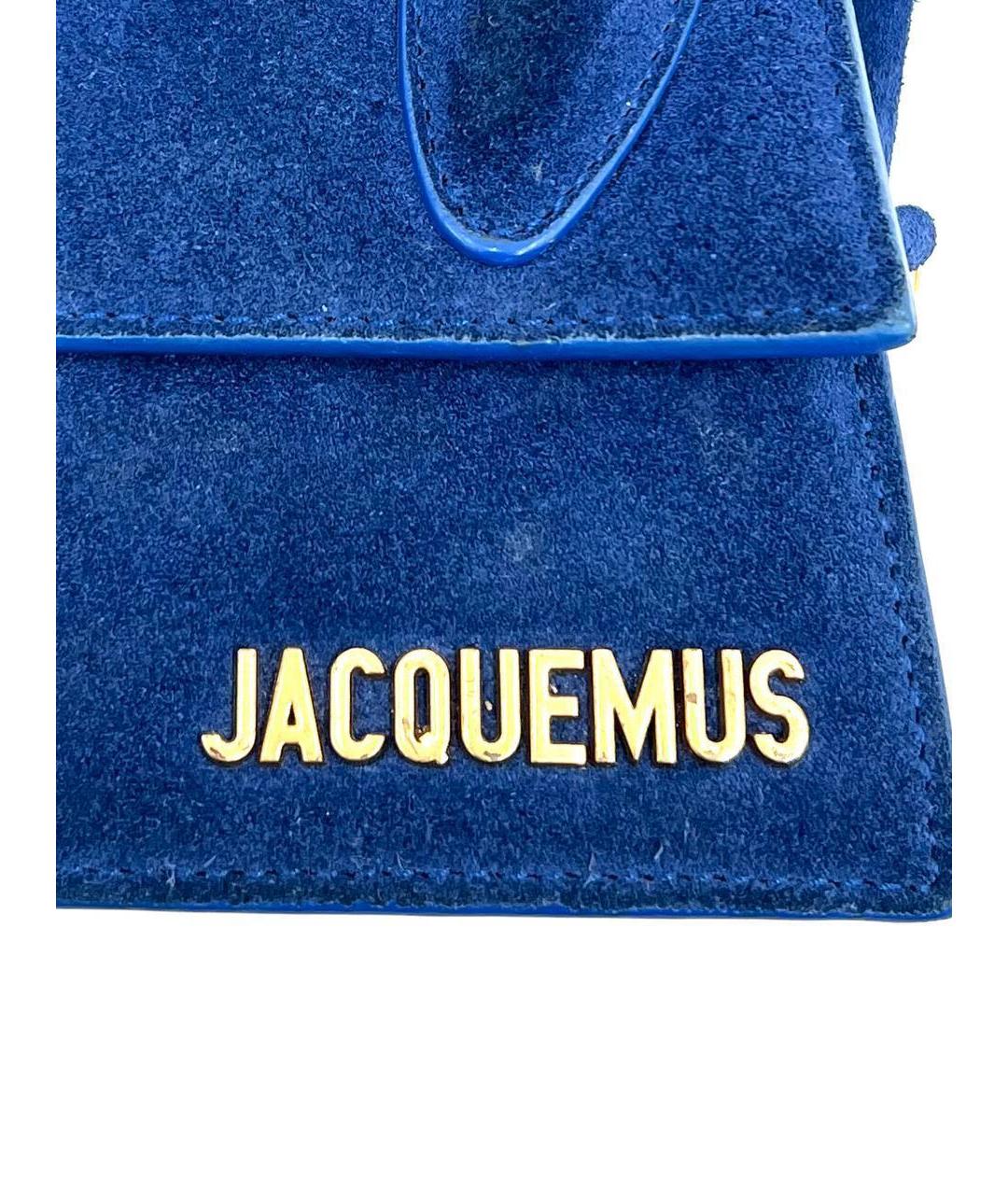 JACQUEMUS Синяя замшевая сумка с короткими ручками, фото 6