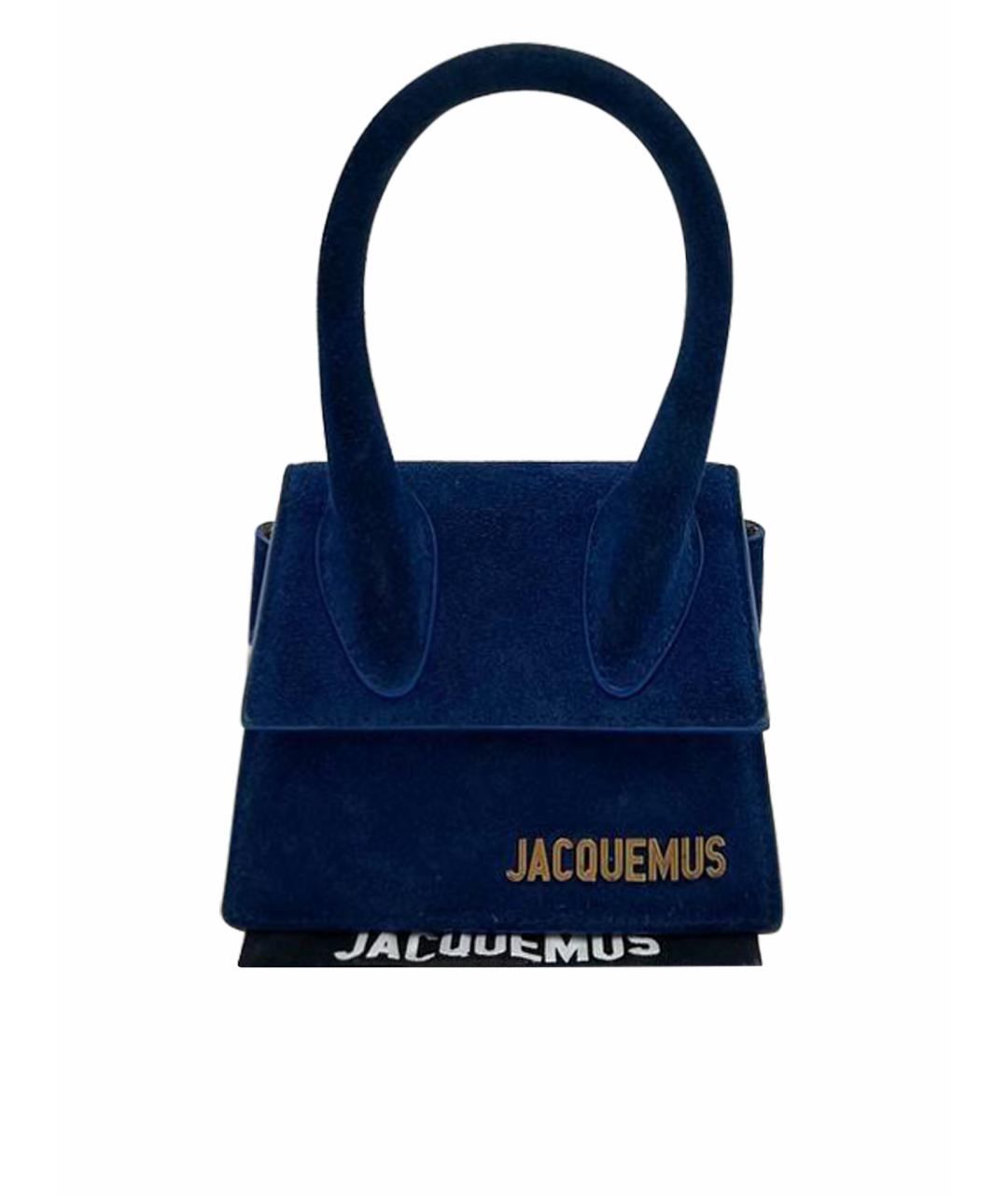 JACQUEMUS Синяя замшевая сумка с короткими ручками, фото 1