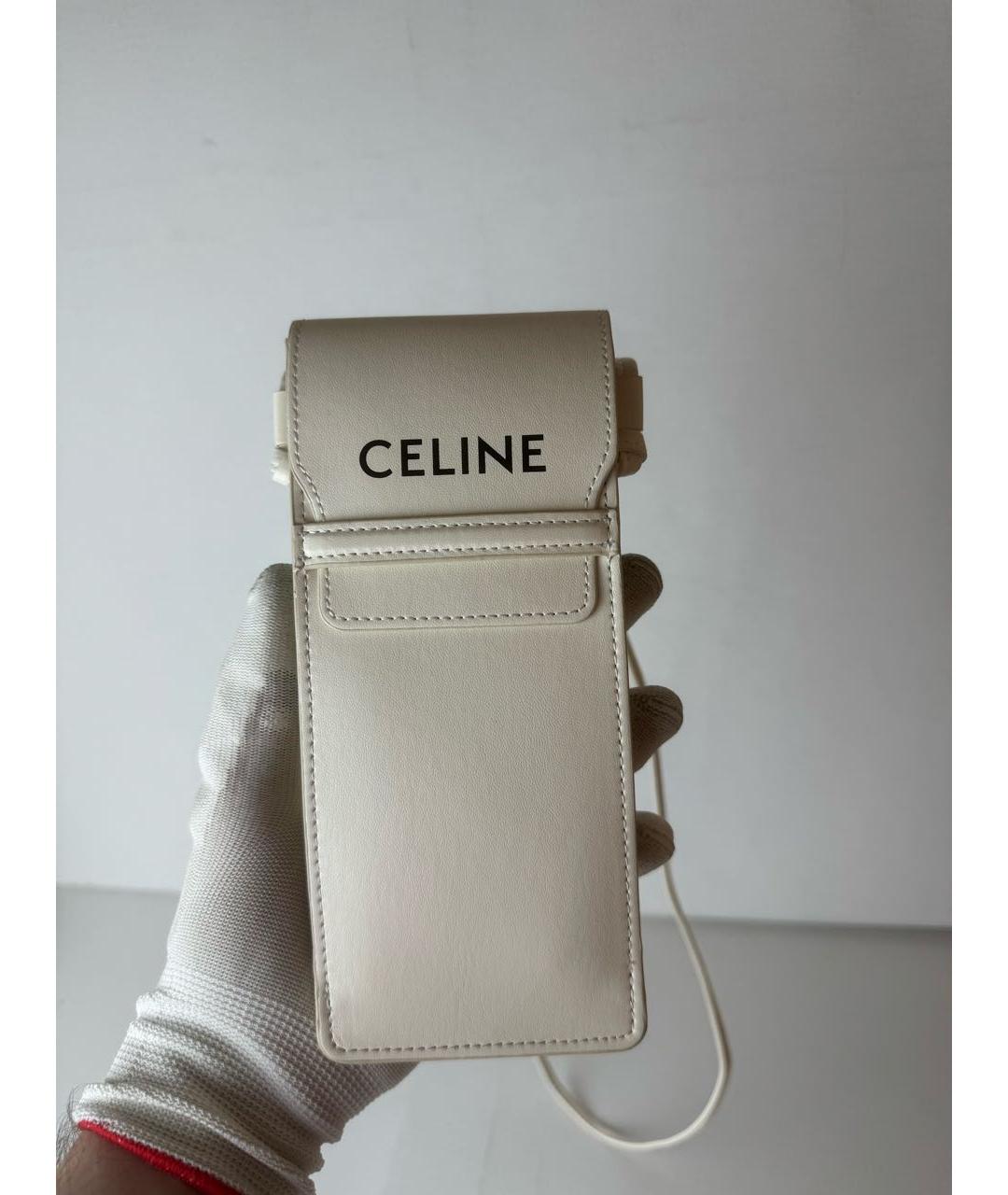 CELINE Белая кожаная сумка через плечо, фото 7