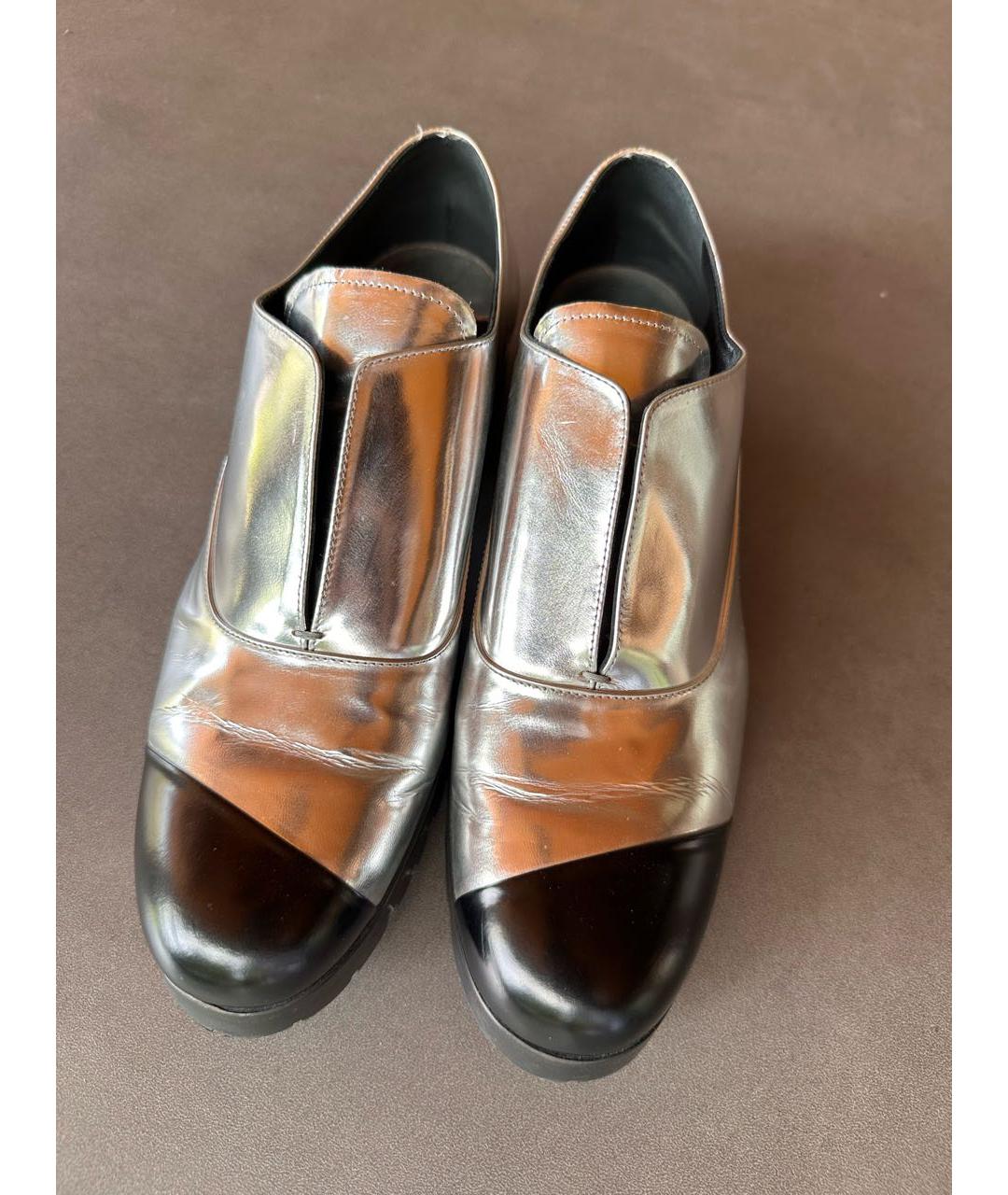 MIU MIU Серебряные кожаные туфли, фото 2