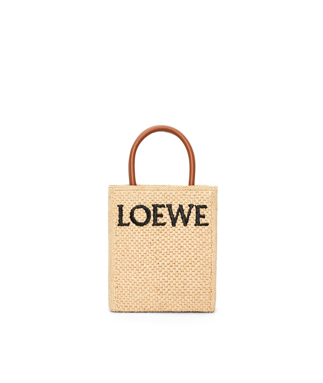 LOEWE Бежевая пелетеная сумка тоут, фото 4