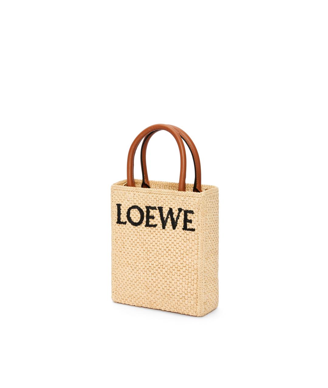 LOEWE Бежевая пелетеная сумка тоут, фото 3