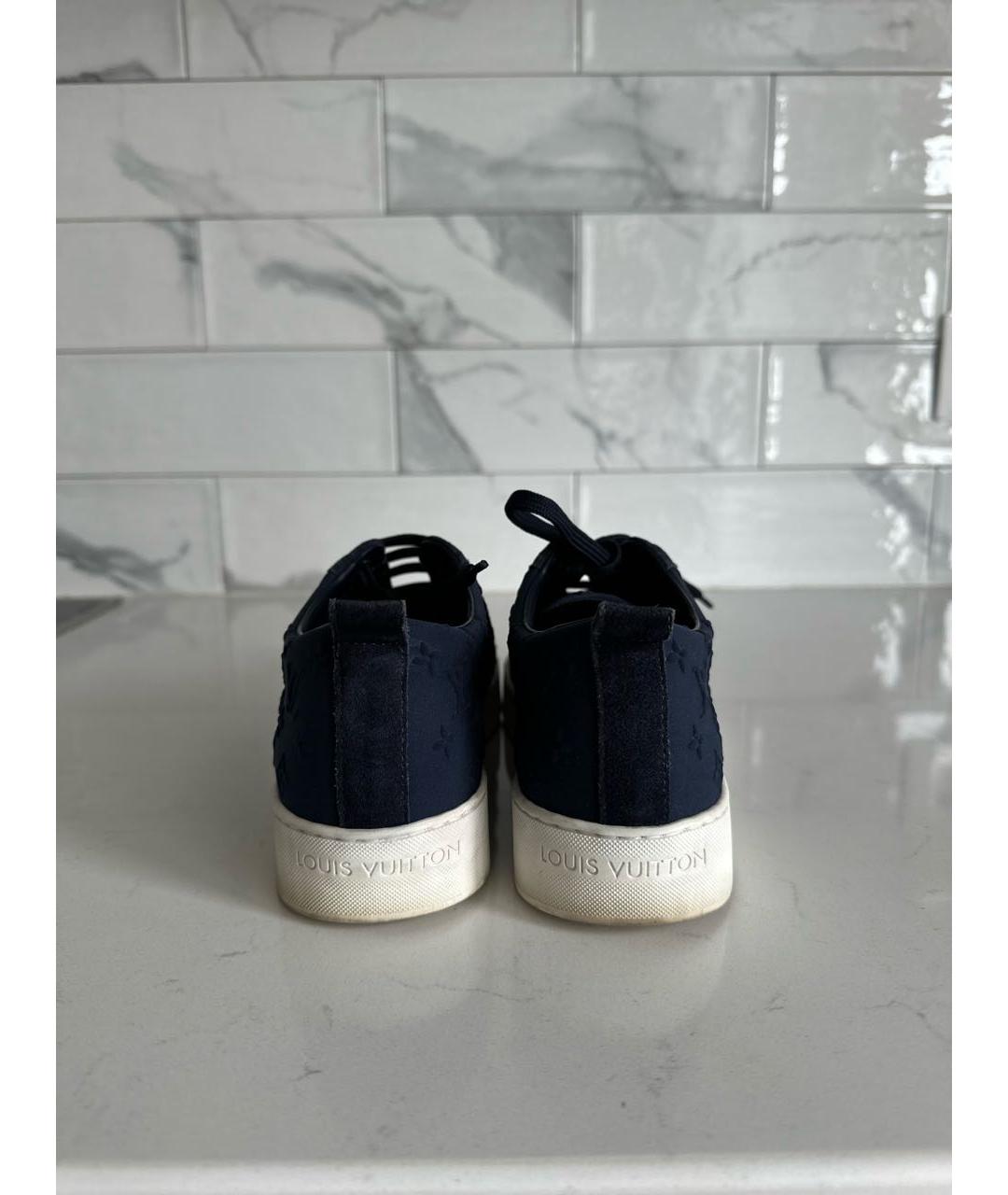 LOUIS VUITTON Темно-синие замшевые кроссовки, фото 4