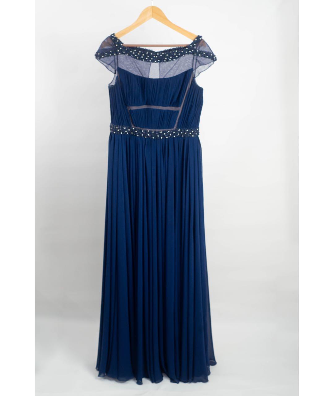 TONY WARD Темно-синее шелковое вечернее платье, фото 8