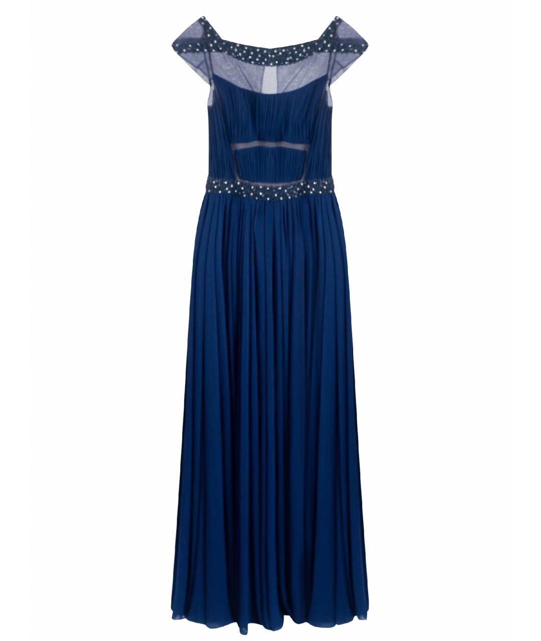TONY WARD Темно-синее шелковое вечернее платье, фото 1