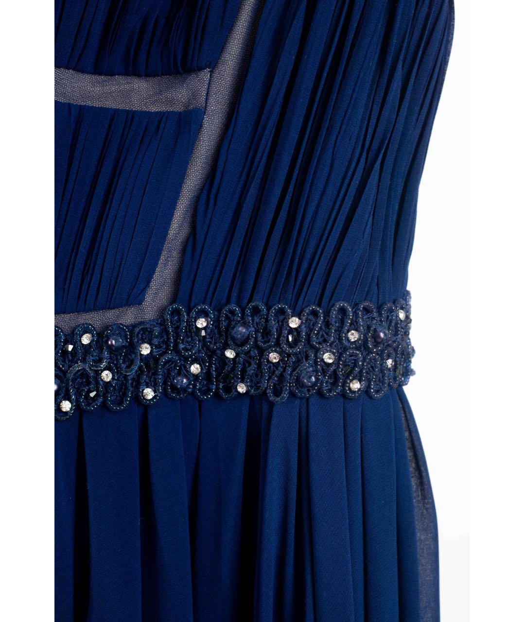 TONY WARD Темно-синее шелковое вечернее платье, фото 4