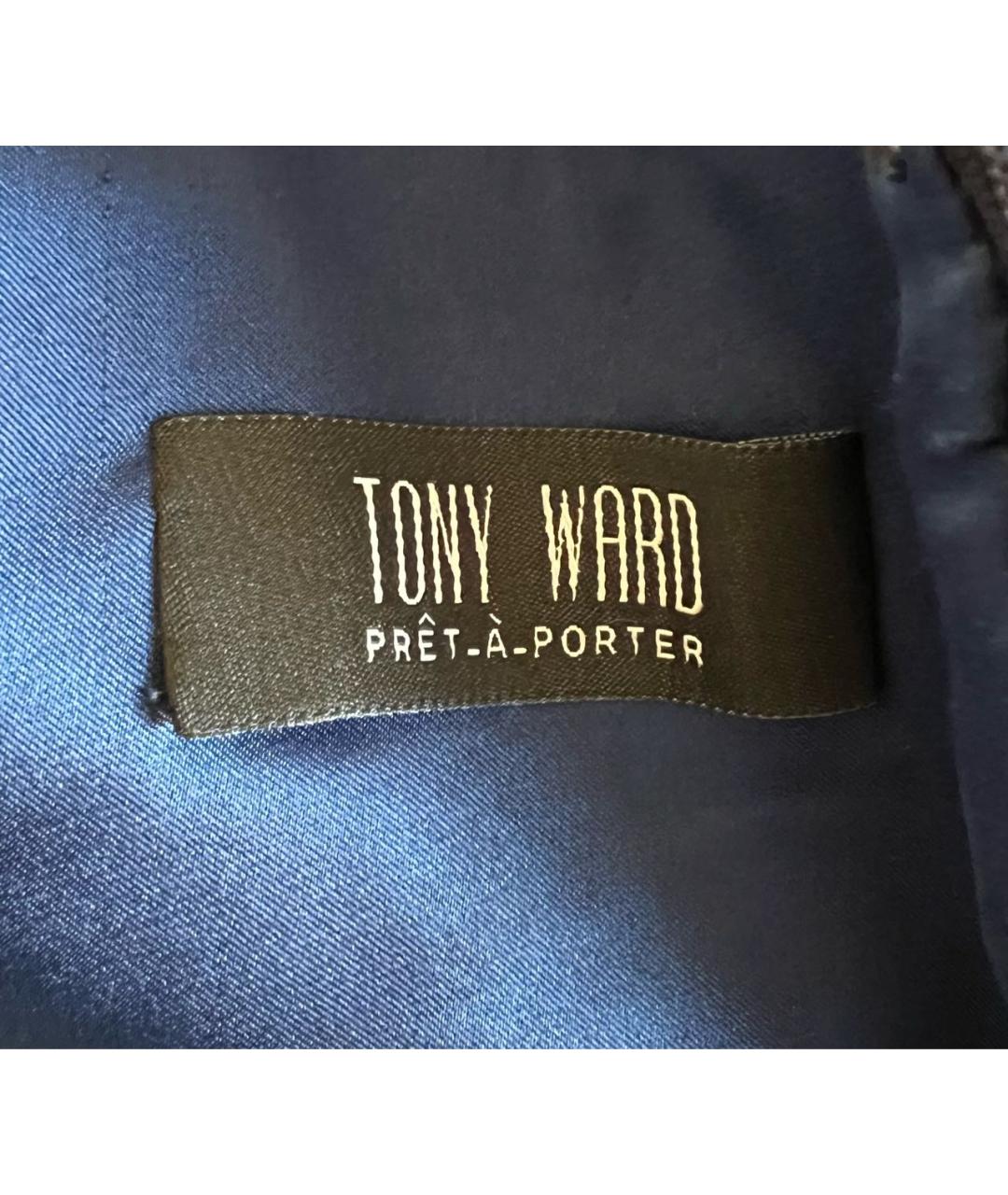 TONY WARD Темно-синее шелковое вечернее платье, фото 6