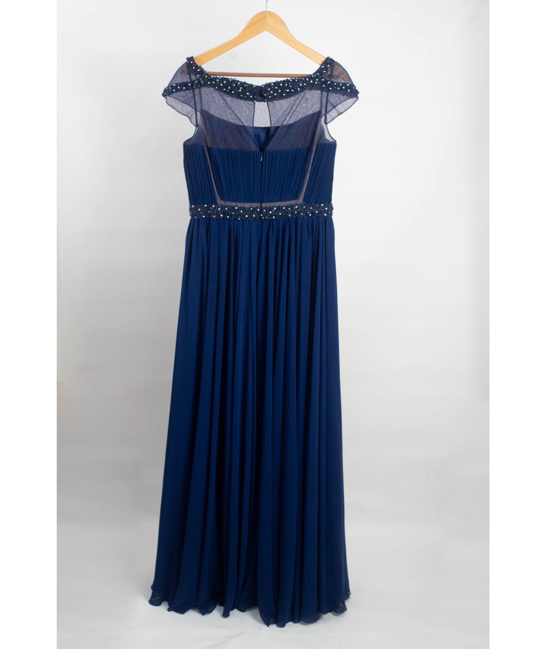 TONY WARD Темно-синее шелковое вечернее платье, фото 2