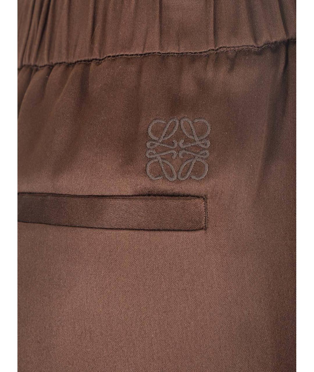 LOEWE Коричневые шелковые прямые брюки, фото 4