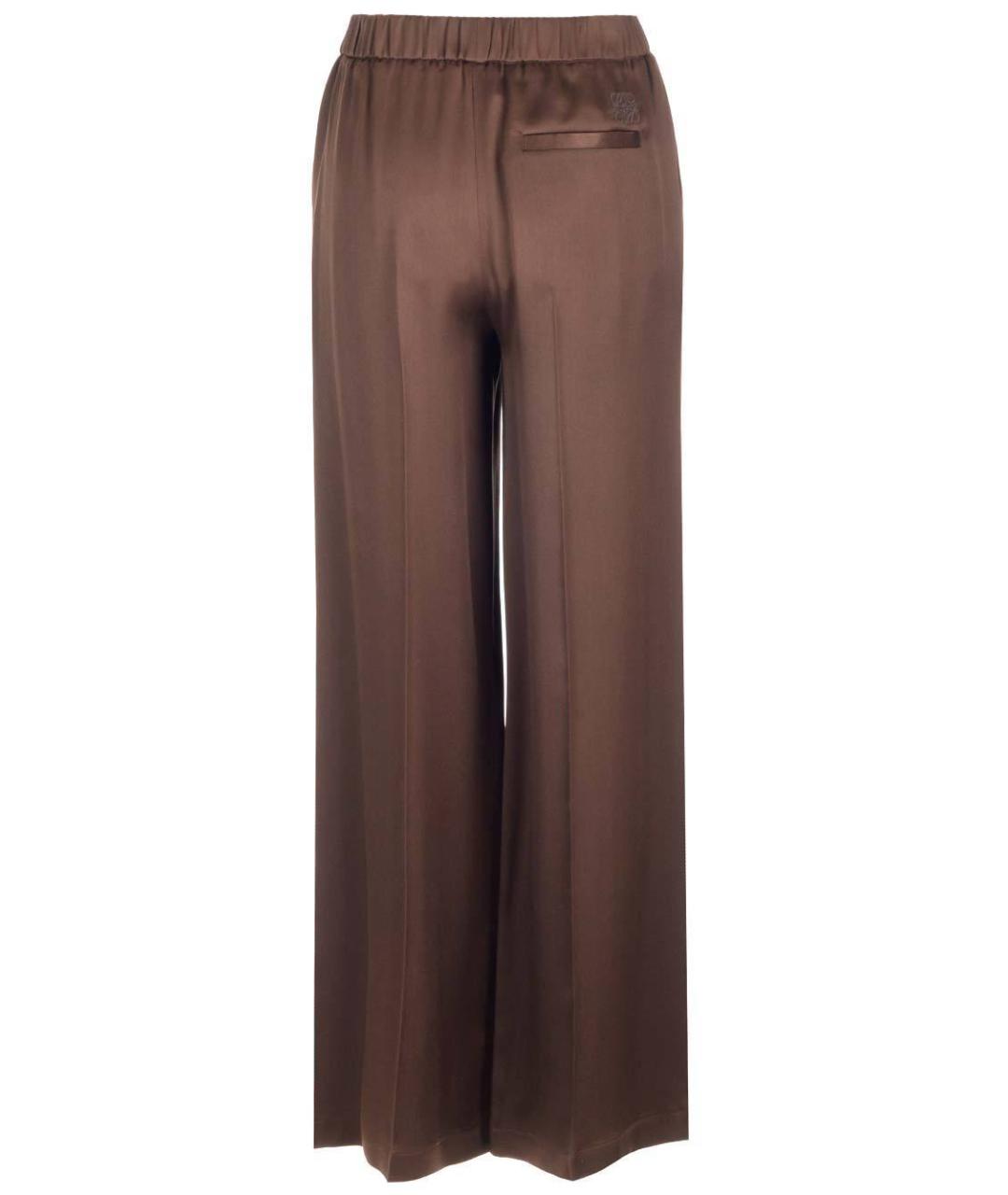 LOEWE Коричневые шелковые прямые брюки, фото 2