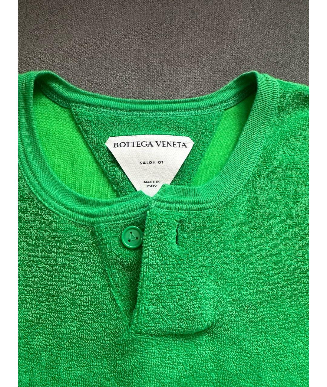 BOTTEGA VENETA Зеленая хлопко-эластановая футболка, фото 2