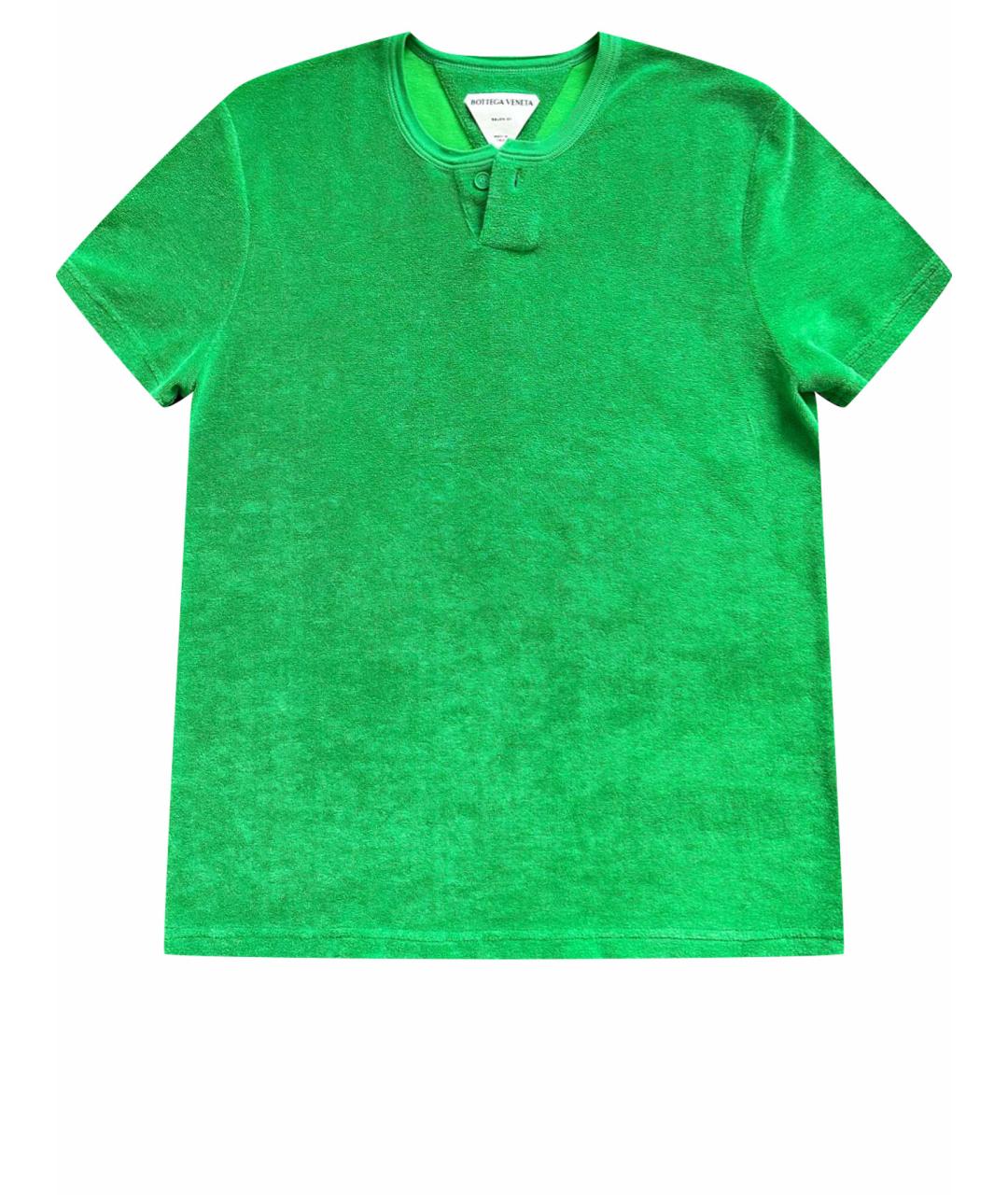 BOTTEGA VENETA Зеленая хлопко-эластановая футболка, фото 1