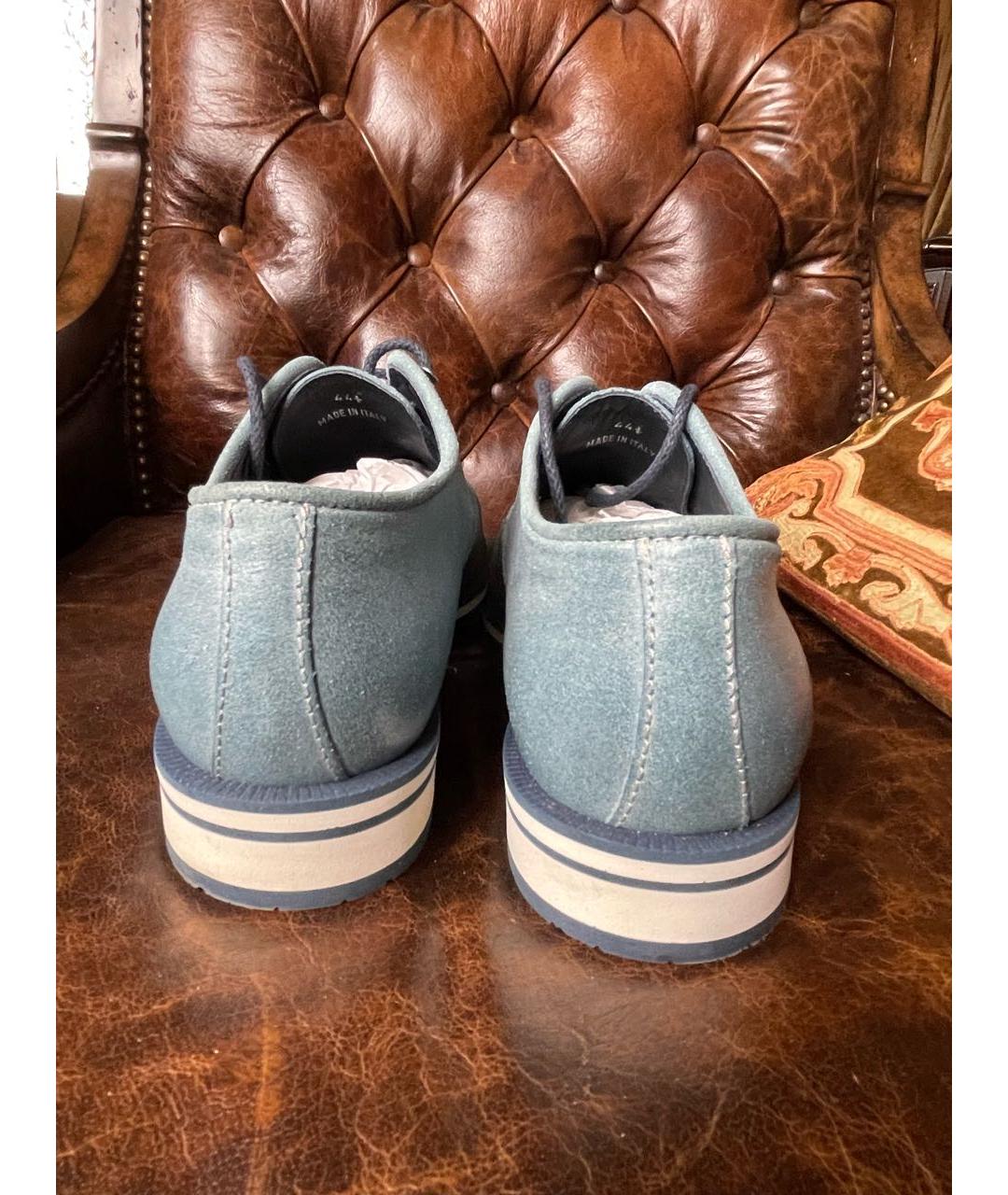 JIMMY CHOO Голубые кожаные низкие ботинки, фото 5