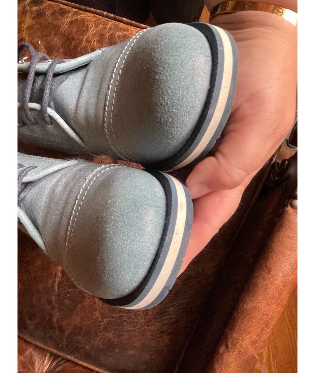 JIMMY CHOO Голубые кожаные низкие ботинки, фото 6