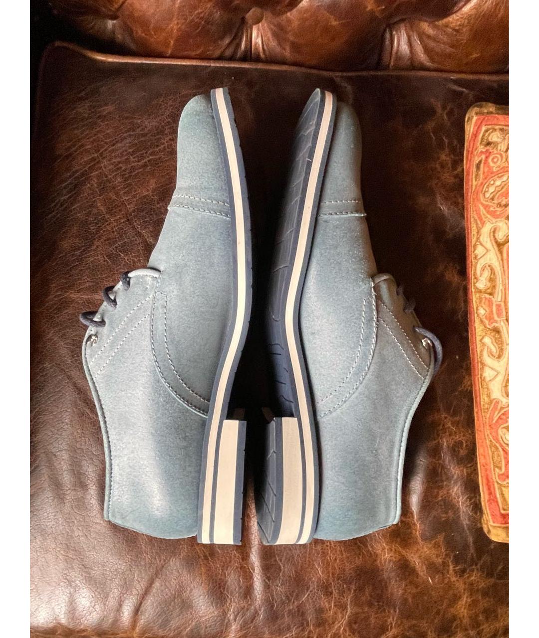 JIMMY CHOO Голубые кожаные низкие ботинки, фото 9