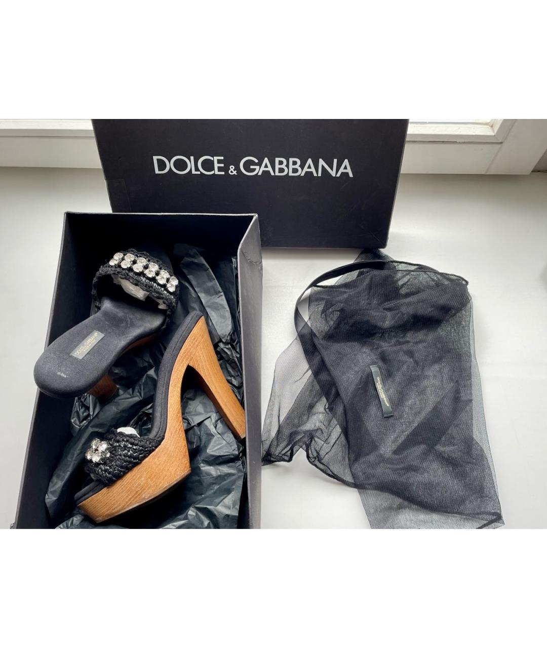 DOLCE&GABBANA Черные текстильные сабо, фото 3
